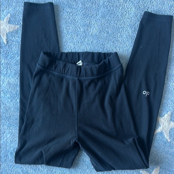 Alo Ribbed Black Leggings - Picture 1 of 4
